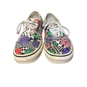 Vans Floral Checkerboard Lace-up Low Top Sneakers Classic Skater Shoes mens 9
